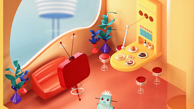 Jetsons Living Room design illustration ui web