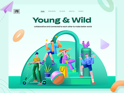 lipro landing page design green header header exploration illustration landing page webdesign