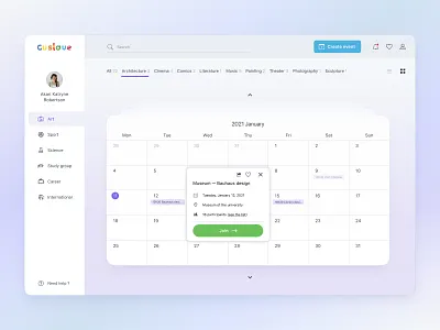 Event platform - web application UX UI design app calendar ui concept dashboard design event flat glass gradient planning platform design social user interface uxui web web application workplace