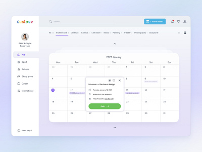 Event platform - web application UX UI design app calendar ui concept dashboard design event flat glass gradient planning platform design social user interface uxui web web application workplace