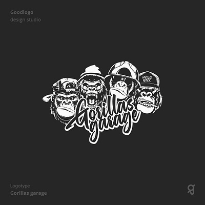 logo four face gorillas garage moto car custom branding custom garage custom logo garage logo gorillas gorillas face logo logo a day logo design logo designer logo gorillas logotype logotype black white creative monkey monkey logo moto logo