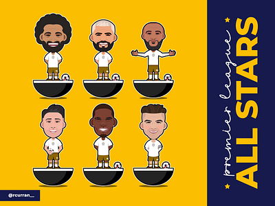 Premier League All Stars all stars character design epl football gold icon illustration illustrator mo salah nathan redmond outline paul pogba premier league simple soccer vector