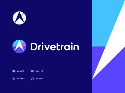 Drivetrain ai artificial intelligence brand identity branding chart data drive forward geometric graphic logo map modern pie chart saas startup technology