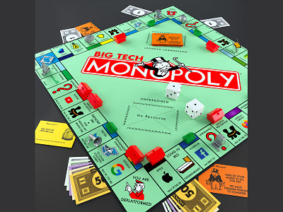 Big Tech Monopoly 3d art c4d design editorial editorialillustration illustration illustrator toy toydesign