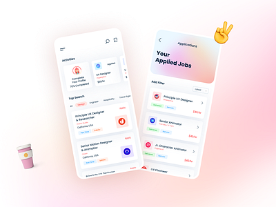 Jobiee - A Job Searching Platform app branding creative flat icon job job search minimal online job portal trend 2021 trendy ui uidesign