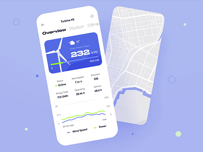 Wind Farm Monitoring Mobile App adobe xd after effect animation app dashboad ecology electricity graphics green energy power remote control renewable energy solar power ui uianimation ux weather app wind energy wind farm wind turbine