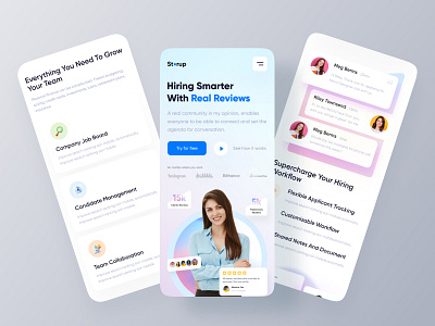 "Review & Ratings" Landing - Mobile Version best website clean design client curriculum vitae freelancer hire hire freelancer homepage design landing design minimal design mockup portfolio profile page rate rating ratings responsive website design review site social proof website design