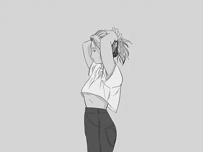 Morning 2d character hair illustration lineart minimal morning routine sketch