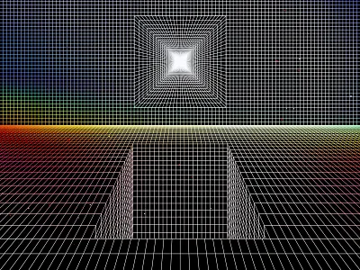 Two spaces abstract perspective abstraction background black white digital artist geometric geometry graphic design grid hypnotic illustration kinetic graphics op art opart optical illusion striped texture trippy visual effect