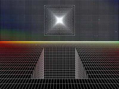 Two spaces abstract perspective abstraction background black white digital artist geometric geometry graphic design grid hypnotic illustration kinetic graphics op art opart optical illusion striped texture trippy visual effect