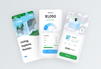 Pontar - travel assistant android android app app application clean design design app iphone app mobile ui ux