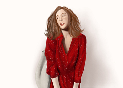 Lady in red art design drawing graphic illustraion painting procreate