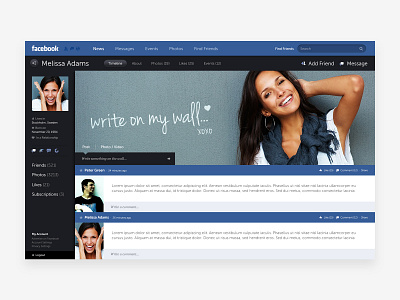 Facebook Concept / Wall & Profile blue facebook grid social social media ui uiux ux web design