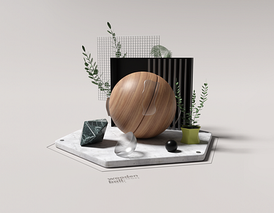 wooden ball 3d 3d artist abstract art blender3d cycles design minimal minimalist render