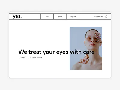 Optical retailer hero screen branding design ecommerce ecommerce design figma hero image mainscreen minimal ui ux web webdesign