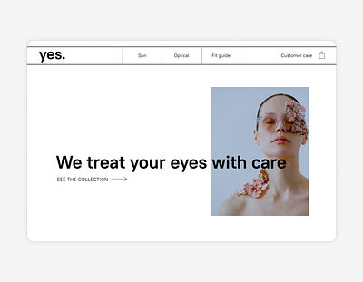 Optical retailer hero screen branding design ecommerce ecommerce design figma hero image mainscreen minimal ui ux web webdesign