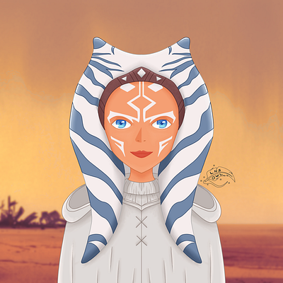 Fan Art of Ahsoka Tano anime art clone wars fan art girl illustration illustraion illustration art print procreate star wars