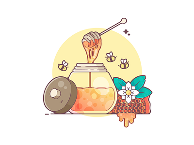 Honey adobe adobe illustrator artwork bee clean color creative designer dribbble flat flat design graphic design honey illustration minimal modern portfolio shot vector art