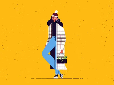 Cactus girl color design design app flat illustration photoshop skecth streetstyle winter