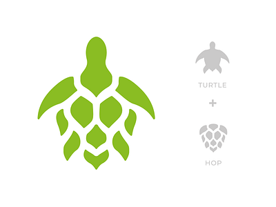 Turtle + Hop Logomark animal animal logo beer beer logo flower flower logo hop hop logo icon leaves leaves logo logo logomark mark sea sea logo turtle turtle logo