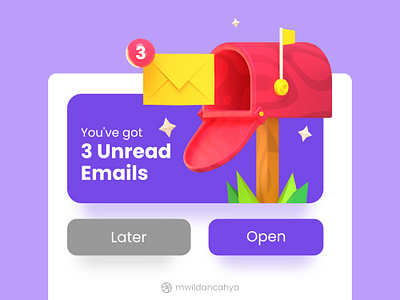 3D Mail Box - "You've got 3 Unread Emails" 3d 3d illustration blender blender3d blendercycles c4d cinema4d cycles eevee email flat illustration illustration mail box notification uiux