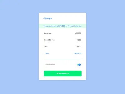 Checkout card- Build-Up Donations blue charges checkout checkout page design donate donation donations green ui ux