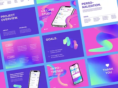 UX Case Study Simple App calories case study competitor diet gif gradient hypotheses log food motion neon nutrition presentation principle research splines sport ux video water intake