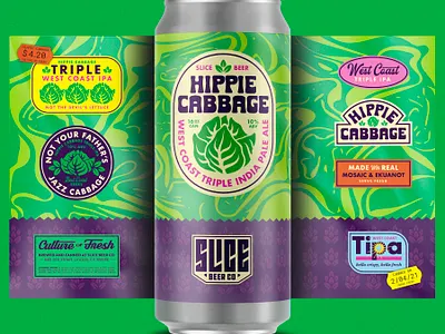 Hippie Cabbage badge beer branding brethren cabbage craft beer identity illustration packaging produce stickers typography