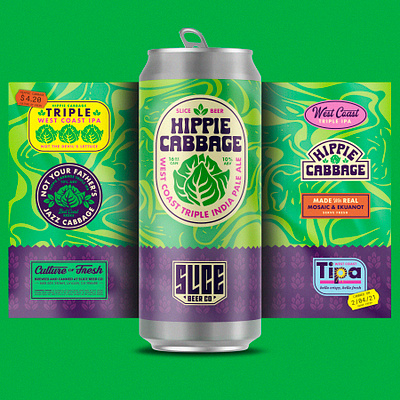 Hippie Cabbage badge beer branding brethren cabbage craft beer identity illustration packaging produce stickers typography