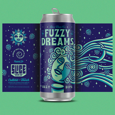 Fuzzy Dreams badge branding brethren craft beer dreams fuzzy identity illustration moon night packaging statue type typography