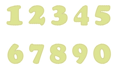 Numbers from 0 to 9 with striped print design green illustration numbers vector рисунок