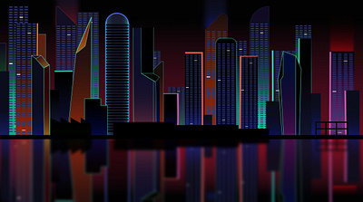 City at night. affinity designer architecture design