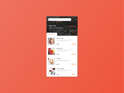 Food & Drink Menu #043 app app design beverages cafe daily 100 challenge dailyui dailyuichallenge design food and drink food app mobile app design ui