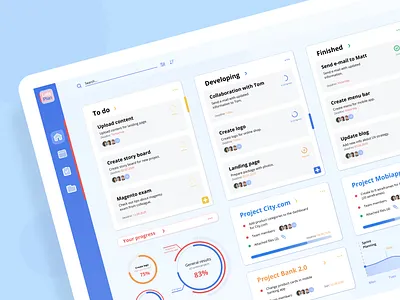 Dashboard For Planner app blue components dashboad design app jira organized panel planner planning product cards task list timetable to do app todoist trello ux ui ux design workspace