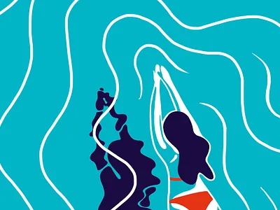 Swimming art bikini digital digitalart drawing girl illustration pool procreate swimming water