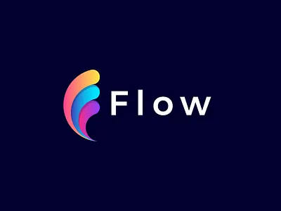 Flow - logo design abstract abstract art app icon art brand branding clean colorful colors concept creative creative design creature illustration lettering logodesign modern monogram logo