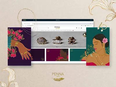 Illustrations for Penna Jewels antique branding colorful design illustration illustrator jewellery jewellery online jewellerydesign typography