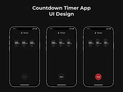 Countdown Timer App UI Design #DailyUI app app design countdown countdowntimer dailyui dailyuichallenge dark ui design timer timer app ui ui challenge ui design uidesign uiux