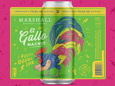 El Gallo Macho beer beer can beer can design branding craft beer el gallo feathers little jerry marshall brewing mexican oklahoma rooster san antonio texas tulsa