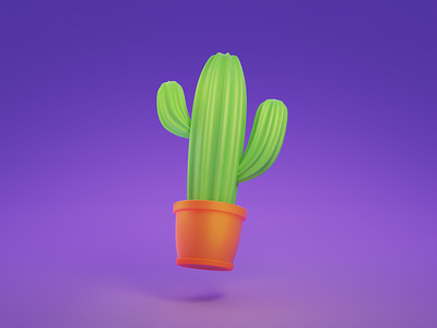 Cute cactus in a flowerpot 3d 3d art 3d artist 3d icon 3d illustration 3d website blender blender 3d blender3d blendercycles cactus cute 3d flowepot game art game assets illustraion lightning purple simple 3d web ui