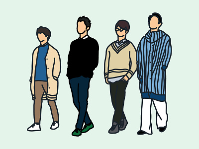 F4 from Meteor Garden character illustration digital illustration illustration meteor garden sticker design