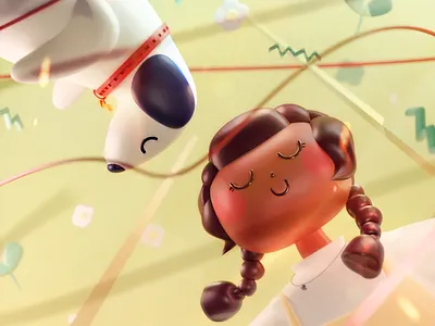 Dog for life 3d blender design dog illustration fun girl hair lowpoly modeling