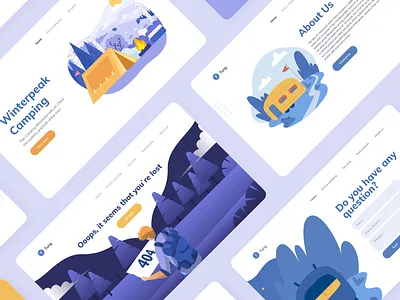 Winterpeak camping 404 about about us blue camping concept contact contact form design figma flat illustration landing ui vector web webdesign website