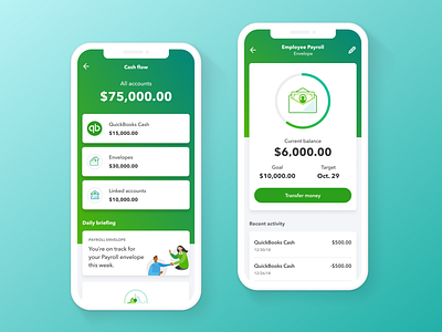 QuickBooks Cash app bank finance finance app financial icon illustration ios mobile progress bar quickbooks ui wallet