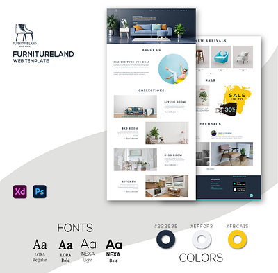 Furnitureland Web Template Design agency branding business corporate design furniture web template template uiux vector web template web template design web ui website