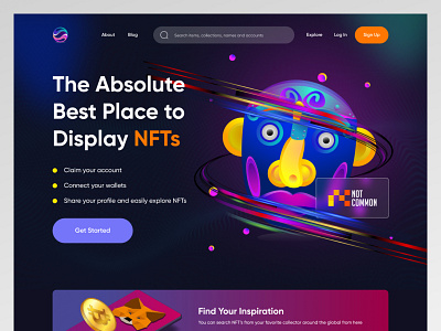 Website design: NFT Landing Page bitcoin buy cpdesign creativepeoples crypto art cryptocurrency dark mode landing page nft nft art nft landing page nft marketplace nft marketplace website nfts purchase sell token trending web web design