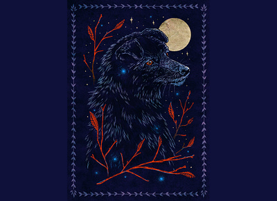 Bright Eyes dog drawing moon nature