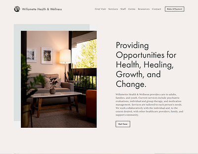 Willamette Health & Wellness Website brand identity healthcare website