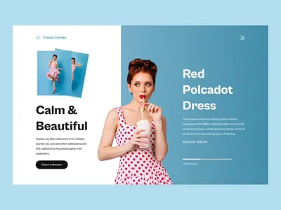 Classic Curves - Fashion Hero Landingpage animation app beautiful classic clean clothes design ecommerce fashion fashion landingpage landingpage minimalist ui web websites woman woman landingpage