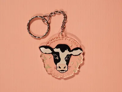 Cruelty-Free Cow Keychain cow cow art cow illustration cruelty free etsy etsy shop etsyseller illustration illustration art keychain plant based vegan vegan art vegan logo veganfood veganism